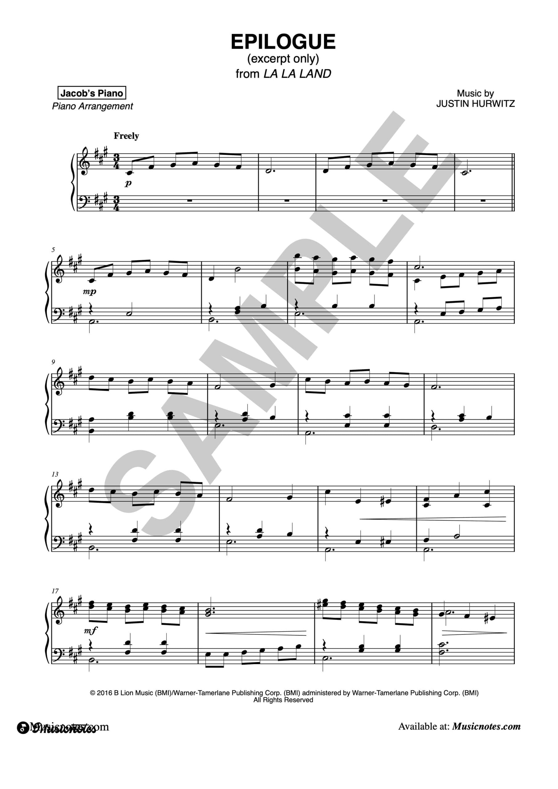 Mia & Sebastian's Theme (La La Land) (Sheet Music)